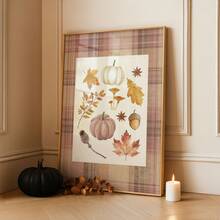 1pc Frameless Rustic Fall Plaid Pumpkin Harvest Wall Art Dorm Gift - Multi-color - View 2