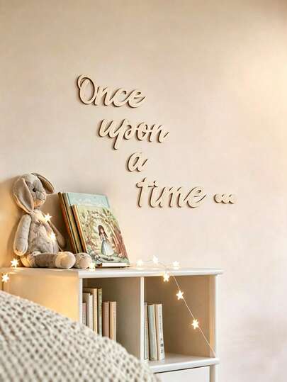 Wooden Once Upon A Time Wall Decor Sign, Thick Laser-Cut Wooden Letter Decoration, Easy To Stick Wall Art, Suitable For Nursery, Children's Reading Corner And Playroom Decoration