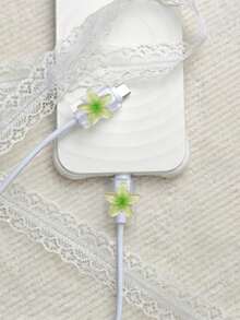 2pcs Gradient Plumeria Data Cable Protector, Anti-Breakage And Durable, Suitable For Daily Commute And Home Use, Gradient Ins Style Flower Data Cable Anti-Breakage Protector, Compatible With Apple 18W/20W PD Fast Charging, Holiday Small Gift, Cute Small Gift Recommendation For Best Friends - 2PCS Plumeria - View 14