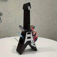Creative V-Shaped Electric Guitar Style Guitar Pick Storage Stand Desktop Guitar Pick Display Storage Box Musician Instrument Accessories Desktop Decoration Ornament Can Hold Multiple Guitar Picks - Multicolor - View 3