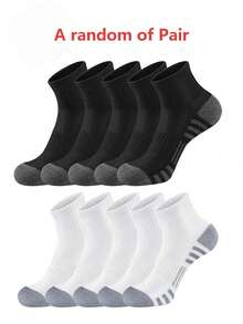 1/5/10 Pairs Men's Autumn/Winter Cotton Mid-Calf Socks, Simple White Solid Color, Comfortable Casual Fun Socks - Multicolor - View 18