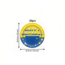 10/20/40pcs Cartoon Mini Jeans Disposable Paper Plates, Yellow Cartoon Banana Happy Birthday Print, 7 Inch And 9 Inch Party Plates, Suitable For Birthday Party, Cartoon Theme Party, Summer Pool Party, Afternoon Tea And Holiday Celebration Table Decor - Multicolor - View 10