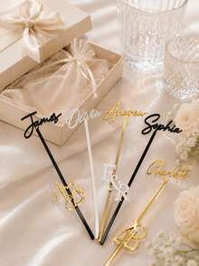 Custom Name Stir Sticks Wedding Supplies | Personalized Acrylic Stir Sticks | Single Letter Stir Sticks Wedding Party - Multicolor - View 5
