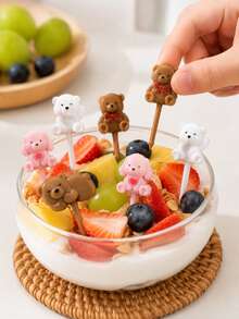 40/24/8pcs Reusable Bear Fruit Forks, Cake Forks, Kitchen Utensils, Portable Forks, Essential For Camping, Picnic, Holiday Celebration, Housewarming, Multiple Cute Designs - View 5