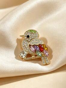 1pc Cute Bird Brooch, European And American Style, Colorful Arrow Flower Accessory, Suitable For Men And Women Suits Daily Wear, Holiday Gift - Gold - View 4