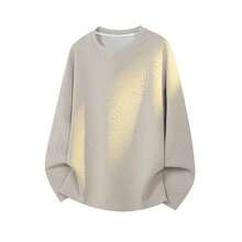 Fashion Casual Textured Fabric Men's Crew Neck Long Sleeve T-Shirt - Khaki - View 6