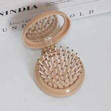1pc Macaron Folding Air Cushion Hairbrush With Mirror, Portable Mini Scalp Massage Comb, Soft Detangling Travel Pocket Hairbrush, Multiple Colors Available - Multicolor - View 11