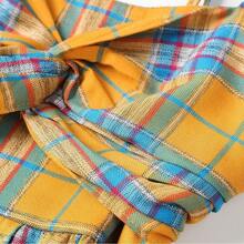アメリカンレトロなイエローチェック柄キャミソール、女性用夏物ビーチウェア、スリット入りウエストシェイプトップス - 黄色の市松模様 - チェックする 4