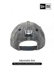 New Era Grey Washed Baseball Cap, Classic Curved Brim Embroidered Logo Hat, Adjustable Casual Sports Cap, Unisex Street Style Accessory - Dark Grey - View 6