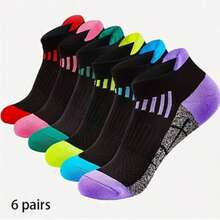 1/5/6/10 Pairs Women's Spring/Summer Compression Sports Socks - Low-Cut, Shock-Absorbing, Breathable, Moisture-Wicking, Arch Support, Suitable For Running, Cycling, Hiking And Outdoor Activities, Random Color - Multicolor - View 9
