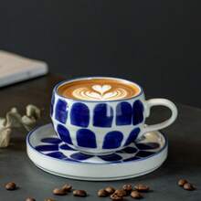 Underglaze Blue And White Ceramic Cup With Floral Pattern, Coffee Cup, Home Afternoon Tea Cup, Decorative Tableware, Home Gift - Multicolor - View 4