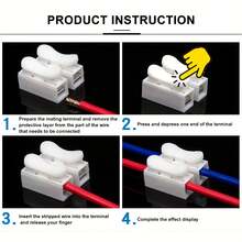 100 buah Konektor Terminal Cepat Multi-Spesifikasi Opsional, Konektor Tekan Masuk, Konektor Lampu LED Tahan Api 2-Pin, Terminal Kabel Cepat CH-2, Terminal Penjepit Kawat Tekan Masuk 2 Posisi, Konektor Kabel Terminal Pengunci Otomatis - A - View 2