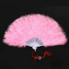 1pc 20s Vintage Folding Feather Fan, Suitable For Costumes, Dance Performances, Tea Parties, Weddings, And Decorations - Multicolor - View 22