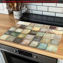1pc Colorful Plaid Print Pattern, 2D Printed Flat Stove Mat, Rubber Non-Slip Heat-Resistant Stove Cover Pad, Suitable For Induction Cooktop, Glass Stove, Multi-Functional Anti-Scratch Mat, Perfect Choice For Oven, Washing Machine, Dryer, Kitchen Decor - Multicolor - View 6