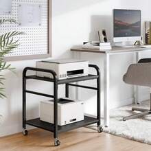 niffgaff Soporte para impresora de 2 niveles bajo el escritorio con almacenamiento, carrito para impresora de 56 cm con ruedas bloqueables y estante de altura ajustable para oficina en casa, color neg - Multicolor - Ver 7