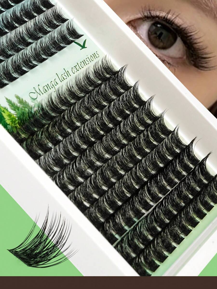 168 Bundles Natural Waterproof False Eyelashes, 9-16mm Mixed Length, Optional Curl, Lightweight And Easy To Wear, Suitable For Creating Various Makeup Looks From Natural To Voluminous, Ideal For Daily Wear And Various Occasions - View 1