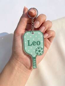 1pc Personalized Pickleball Paddle Keychain, Custom Text Pickle Ball Key Ring, Customized Sport Bag Charm Gift For Pickleball Lovers, Team Players - Multicolor - View 8