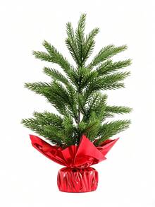 1pc Rustic Minimalist Style PE Pine Needle Conical Mini Christmas Tree,Wrapped Base With Burlap Gift Paper Cover,Realistic Full Branches,Tabletop Ornament,Small Desktop Xmas Tree For Christmas Holiday Home Party Indoor Table Shelf Decor - Multicolor - View 12