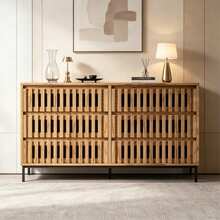 Sideboard Natural Made Of Wood For Living Room And Dining Room - Natural - View 3