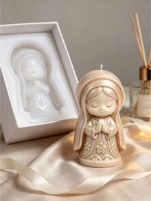 1pc Q-Version Praying Girl Scented Candle Silicone Mold, DIY Handmade Soy Wax Fragrance Decor, Plaster, Drip Glue, Resin Craft, High Temperature Resistant Mold - Praying Girl Mold - View 9