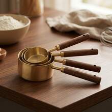 4pcs Stainless Steel Gold Plated Measuring Spoons Set With Rosewood Handle - Gold - View 4
