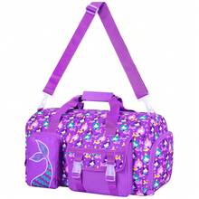 Cute Mermaid Print Duffel Handbag, Portable Overnight Weekender Bag With Detachable Adjustable Shoulder Strap For Weekend Short Trip - Purple - View 7