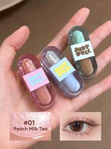 JUDYDOLL DUO EYE TINT Dual-End Liquid Eyeshadow Mini Limited Edition Pocket Candy Series Matte Shimmer Glitter Highlighter Colorful Long-Lasting Pigmented - 01 Peach Milk Tea - View 1