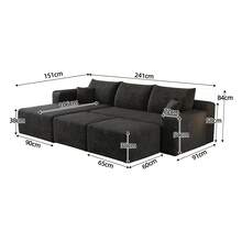 Sofa Black Made Of Fabric For Living Room - 黑色 5 座 - 查看 8
