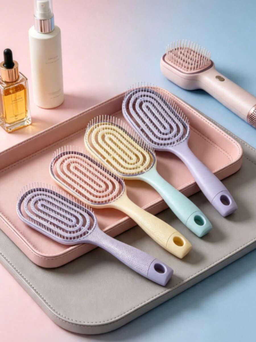 1pc Long Handle Women's Comb, Anti-Static, Wet & Dry Use, Volumizing Massage Comb, Curly Hair Comb, Styling Comb, Home Use - Multicolor - View 1
