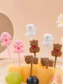 40/24/8pcs Reusable Bear Fruit Forks, Cake Forks, Kitchen Utensils, Portable Forks, Essential For Camping, Picnic, Holiday Celebration, Housewarming, Multiple Cute Designs - View 8