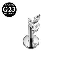 1pc Titanium Alloy Zirconia Horse Eye Lip Stud Inner Thread CZ Small/Medium/Large Flower Shaped Lip Stud Cartilage Flat Stud Ear Jewelry For Women - As Shown In Figure 2 - View 11
