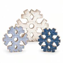 1pc Vintage Distressed Wooden Snowflake Tabletop Decor, Farmhouse Style Winter Christmas Snowflake Tiered Tray Decoration, Wooden Snowflake Desktop Ornament, Suitable For Holiday Home Fireplace Mantel Decor, Christmas New Year Party Decoration, Gift - A - View 9