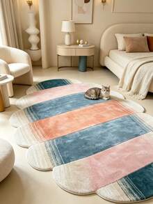 1pc Blue And Pink Patchwork Decorative Rug, Bedroom Decor, Small Rug, Carpet, Home Decor, Living Room Rug, Living Room Small Rug, Bedroom Rug, Living Room Home Decor, Outdoor Rug, Washable Rug, Graduation Gift - Blue and Pink Patchwork - View 2