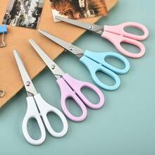 Stainless Steel Round Tip Scissors With Protective Cover, Pink, Purple And Light Blue Portable Multi-Function Scissors, Ergonomic Design, Suitable For Office, School, Home And Craft Projects, Can Cut Fabric, Paper And Metal Wire - Multicolor - View 4