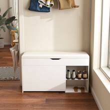 Storage Bench White Made Of Wood For Hallway And Entryway - White - View 1