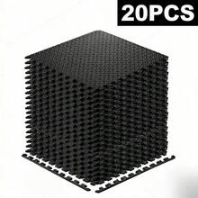 [20pcs Soft EVA Fitness Mats] 20pcs Black EVA Interlocking Fitness Mats - Soft, Non-Slip, Waterproof, Suitable For Home Gym, Training And Body Shaping - Multicolor - View 1