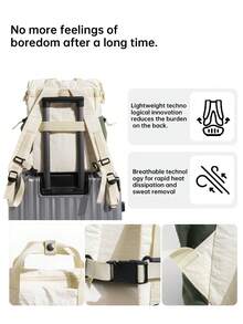 Myco Colorblock Casual Nylon Women's Backpack, Multifunctional Commuter Daily Bag, Multi-Pocket Lightweight Travel Bag, Large Capacity Minimalist Student School Bag - Multicolor - View 6