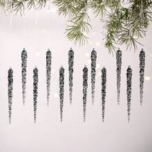 1 Set 12pcs 13cm Shatterproof Acrylic Icicle Christmas Hanging Ornaments, Diamond Refraction Lightweight Tree Decor, Durable Holiday Home Decoration, Multicolor - Multicolor - View 15