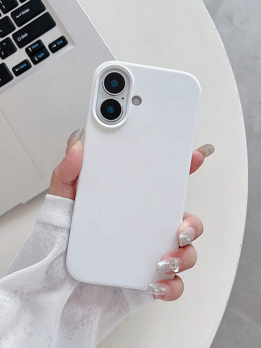 1 buah Casing Ponsel Anti Jatuh dan Anti Benturan Warna Putih Matte Solid, Pelindung Kustom yang Kompatibel dengan iPhone 16 Pro Max/17/16/15/14/13/12/11/Air - Putih - View 1