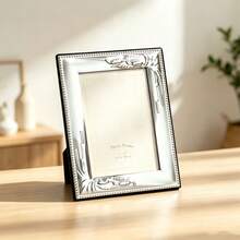 4*6" & 5*7" Silver Metal Photo Frame With 3D Vintage Floral‑Vine Embossed Carvings, Tabletop Display, Dual‑Use For Horizontal & Vertical Placement - 1PC - View 7