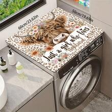 1pc Highland Cow Floral Leopard Print Table Mat, Rustic Country Style Rectangular Kitchen Countertop Protector, Brown Cow Head & Text Print Design, Easy To Clean Decorative Mat, Suitable For Kitchen, Dining Table, Coffee Station And Daily Home Decor - Multicolor - View 9