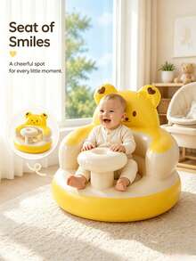 1pc Baby Training Sitting Inflatable Sofa, Hug-Style High Backrest With Side Guards, Portable For Camping And Picnic, Suitable For Boys And Girls - Multicolor - View 1
