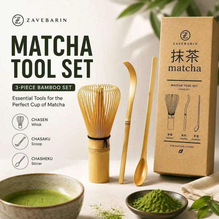 3pcs/Set Bamboo Whisk Tea Spoon Matcha Whisk Tea Spoon And Scoop Tea-Making Tools Back To School Halloween Decor Wall Decor, Bedroom Curtains Living Room Decor Fall Decor,Christmas Decorations - 3-piece Set - View 1