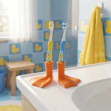 1/2pcs Cute Duck Foot Shaped Bathroom Multi-Function Storage Rack, Toothbrush Holder, Multi-Function Drainage Storage Organizer Rack, Bathroom And Kitchen Desktop Storage Organizer Rack - Multicolor - View 3