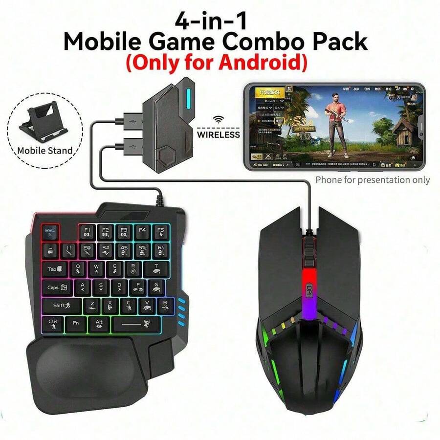 Mobile Phone Controller Gaming Keyboard Mouse Converter Mobile Controller Gamepad BT5.0 Wireless Adapter