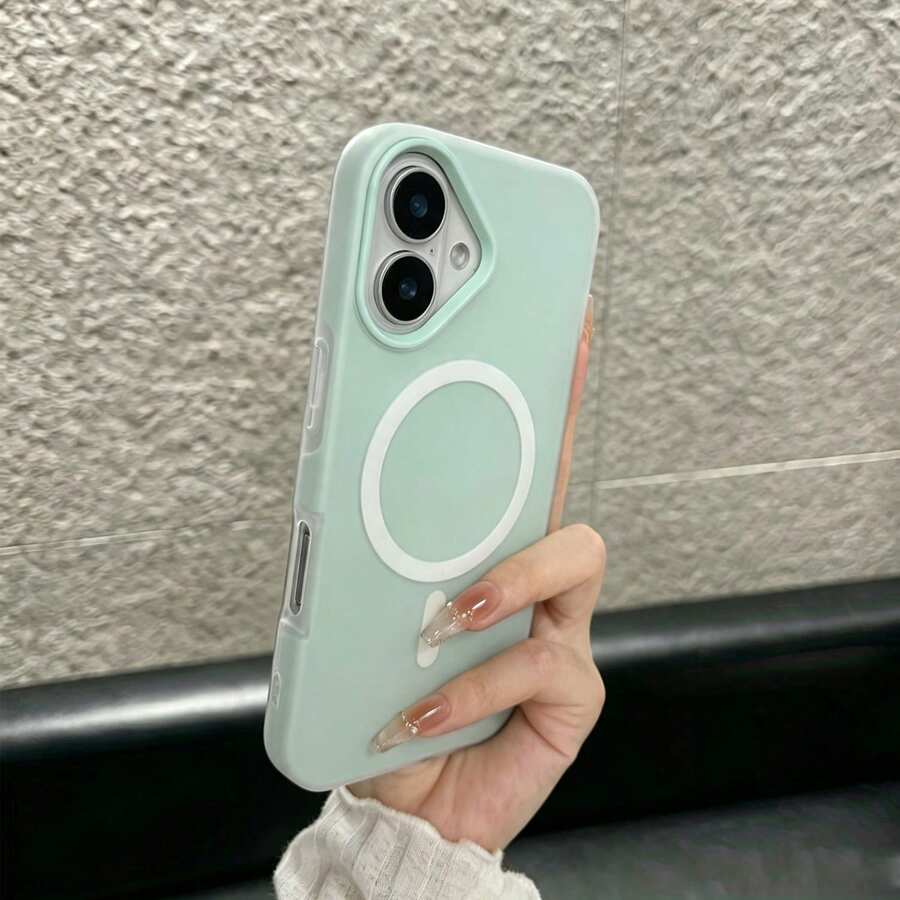 夏季清新色果凍感 2 合 1 磁吸手機殼,相容 iPhone 16 17 16e 17e,磨砂觸感防摔硬殼,相容 iPhone 15 14 13 11 16 Pro Max 17 Pro Max 12 - 淡青色 - 查看 1