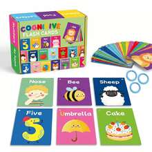 50pcs Kids Educational Flashcards Set, Color Shape Number Body Parts Food Animal Letter Learning Flashcards, Preschool Early Learning Flashcards, Suitable For Home And Classroom - Multicolor - View 4