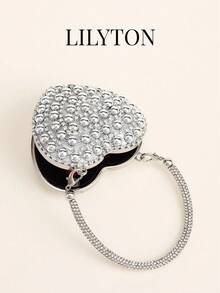 1 pieza Bolso de noche con cadena en forma de corazón brillante, bolso bandolera, adecuado para banquetes, fiestas, bodas, bolso de hombro de moda, regalo de cumpleaños, regalo del Día de San Valentín, bolso de fiesta - Diseñado especialmente para fiestas, bodas, bailes y cenas de noche - Plateado - Ver 5