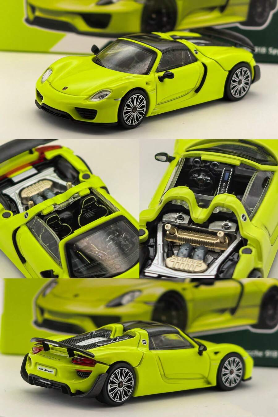 1:64 Hobby TH Porsche 918 Spyder 正版授權鋅合金壓鑄車模,可拆卸碳纖維後蓋,精緻塗裝,高細節內飾,結構堅固,萬聖節聖誕節生日禮物 - 彩色 - 查看 1