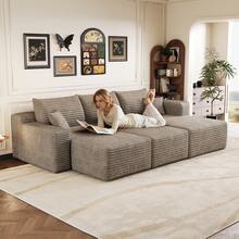 Sofa Camel 5 Seat Made Of Fabric For Living Room And Lounge - 駱駝色 5 座 - 查看 2